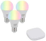 Conjunto de 3 lâmpadas LED E27 inteligentes reguláveis A60 9W 806 lm 2700K-6500K incl. Zigbee Smart Hub