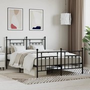 vidaXL Estrutura de cama com cabeceira e pés 140x200 cm metal preto