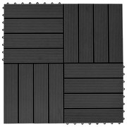 vidaXL Ladrilhos de pavimento 11 pcs WPC 1m² 30x30 cm preto