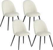 HOMCOM Conjunto de 4 Cadeiras de Sala de Jantar Modernas Cadeiras Estofadas em Veludo com Encosto Alto e Pés de Aço 50x52x83 cm Creme | Aosom Portugal