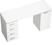 HOMCOM Mesa de computador com 4 gavetas e armário, Escrivaninha de 140 cm para escritório, Branco com efeito madeira | Aosom Portugal