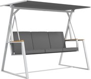 Outsunny Balanço de jardim 3 lugares com toldo inclinação ajustável colchão fornecido dim. 205L x 130l x 175H cm cinza escuro | Aosom Portugal