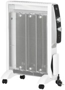 HOMCOM Aquecedor Elétrico 750W/1500W Aquecedor de Mica com Ecrã LED Controlo Remoto Termostato Temporizador 47x26,5x61,5cm Branco