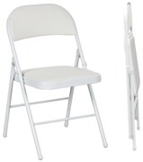 HOMCOM Conjunto de 2 Cadeiras Dobráveis com Encosto e Estrutura de Aço para Sala de Estar escritório Estúdio 45x46x78 cm Branco | Aosom Portugal