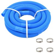 vidaXL Mangueira de piscina com braçadeiras azul 38 mm 6 m