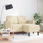 Sofá 2 lugares com Chaise em L 125 cm tecido creme