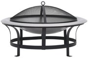 vidaXL Braseira de exterior com grelha aço inoxidável 76 cm