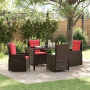 vidaXL Conjunto de Jantar para Jardim 5 Peças em Rattan Sintético Marrom