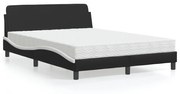 Cama com colchão 120x200 cm couro artificial preto e branco