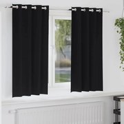 vidaXL Cortinas com cortinas 2 pcs Preto 175 x 140 cm Poliéster