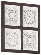 vidaXL Painel parede esculpido à mão MDF 40x40x1,5 cm castanho/branco