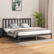 Estrutura de cama super king 180x200 cm madeira maciça cinzento