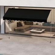Toldo retrátil manual 4 m x 180 cm Sombra exterior ajustável sem perfuração com manivela para pátio, varanda, jardim Preto