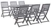 vidaXL 7 pcs conjunto de jantar jardim madeira acácia maciça cinzento