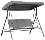 Outsunny Baloiço Jardim de 3 Lugares com Toldo Ajustável Encosto Respirável e Estrutura de Aço para Terraço Balcão Exterior 175x118x159 cm Cinza