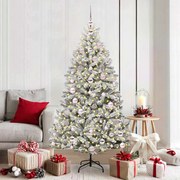 vidaXL Árvore de Natal Artificial Verde e Branco 180 cm PVC e Metal