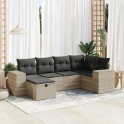 vidaXL 6 pcs conj. sofás jardim com almofadões vime PE cinzento-claro