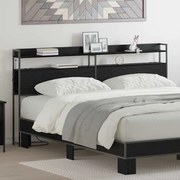 vidaXL Cabeceira de armazenamento com prateleira Carvalho preto 200 cm
