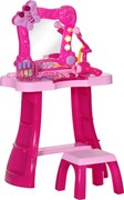 AIYAPLAY 15 PCS Penteadeira infantil com banquinho e espelho, luz, música, microfone, secador de cabelo, espaço de arrumação | Aosom Portugal