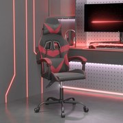 vidaXL Cadeira gaming giratória couro artificial preto/vermelho tinto