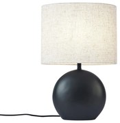 Candeeiro de Mesa Japandi Preto com Abajur de Linho - Timo