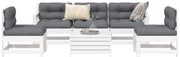 vidaXL 6 pcs conjunto sofás de jardim madeira de pinho maciça branco