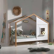 Cama Infantil BABS 91 Desenho Casa Branco/Natural