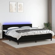 vidaXL Cama box spring c/ colchão e LED 200x200 cm tecido preto