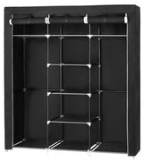 Guarda-roupa dobrável SONGMICS RYG12B, armário de tecido, cabideiro dobrável com 2 varões, 175 x 150 x 45 cm, preto, lona
