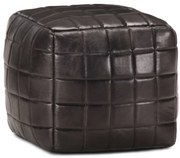 vidaXL Pufe 40x40x40 cm couro de cabra genuíno preto