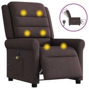 vidaXL Poltrona reclinável massagens elétrica tecido castanho-escuro