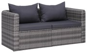 vidaXL Sofás de canto para jardim 2 pcs vime PE cinzento