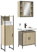 vidaXL 3 pcs conj. móveis casa banho derivados madeira carvalho sonoma