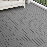 vidaXL Ladrilho pavimento relevo profundo 11 pcs WPC 1m² cinzento