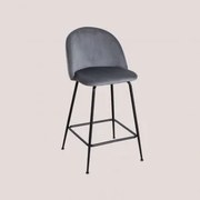 Banco Alto Em Veludo Kana Design Cinza & ↑65 Cm & Preto - Sklum