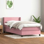 vidaXL Cama com molas/colchão rosa 90x220 cm veludo