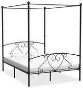 vidaXL Estrutura de cama com dossel metal 140x200 cm preto