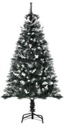 HOMCOM Árvore de Natal Automática 150 cm com 378 Ramos 41 Decorações Suporte em Aço Base Dobrável e Removível Verde