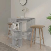 vidaXL Mesa de bar com prateleira derivados de madeira cinza cimento