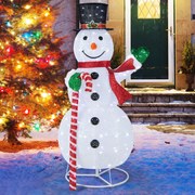 Decoração natal de boneco de neve de 150 cm com 180 luzes LED Chapéu e cachecol de festa