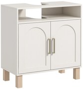 HOMCOM Móvel de Banheiro Sob Pia Móvel de Banheiro Armário 2 Portas com Prateleira Ajustável 60x30x63 cm Branco | Aosom Portugal