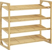 HOMCOM Sapateira 4 Níveis para 12 Pares Bambu Ripado 76x33x67 cm Bambu | Aosom Portugal