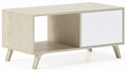 Mesa de café com portas, sala de estar, modelo WIND, cor da estrutura Puccini, cor da porta Branco, medidas 92x50x45cm de altura.