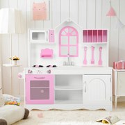 Cozinha infantil com acessórios para utensílios de cozinha 109 x 32 x 106,5 cm rosa e branco