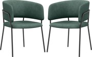 HOMCOM Conjunto de 2 Cadeiras de Sala de Jantar com Pés em Metal Estofados em Veludo Cadeiras Modernas 57x53x73 cm Verde | Aosom Portugal