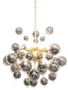 Candeeiro de suspensão design latão com vidro fumê 8 luzes - Explode Art Deco,Design