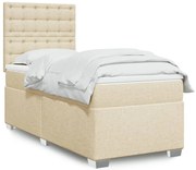 vidaXL Cama com molas/colchão 80x200 cm tecido cor crème
