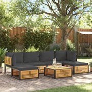vidaXL 7 pcs conjunto sofás jardim c/almofadões madeira maciça acácia