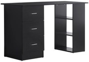 HOMCOM Mesa de Escritório com Armazenamento 120x50 cm Mesa de Computador Prateleiras e Gavetas para Espaços Pequenos Quarto Preto | Aosom Portugal