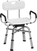 HOMCOM Cadeira para Duche Giratória com Altura Ajustável com Apoios de Braço, Encosto, Capacidade 150 kg, Branco | Aosom Portugal